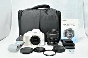 ★バッグ付美品★ キャノン Canon デジタル一眼レフカメラ EOS Kiss X7(ホワイト) レンズセット ■ A-14OC23-1698