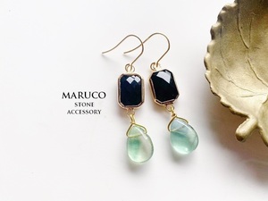 △MARUCO△PP400-344フローライトaurora gradation+Bijou*天然石ピアス ステンレス【送料無料】*イヤリング+100円 樹脂ピアス+50円*　　