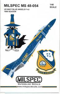 1/48 MILSPEC　ミルスペック デカール　 ML 48-054　 US NAVY BLUE ANGELS, F-4J PHANTOM II, 1969 