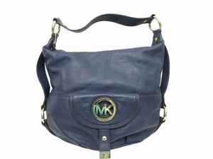 マイケルコース MICHAEL KORS レザー ハンドバッグ ワンショルダーバッグ ロゴ金具 ロゴジップ 紺 ネイビー 0503 ■GY14 レディース