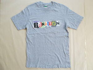 送料180円 UNITED COLLORS OF BENETTON 半袖 パンク ロゴ プリント Tシャツ グレーS 身幅47cm イタリア製 ベネトン