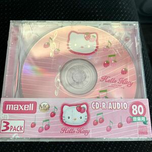 Hello kitty maxell 音楽用CDRメディア 80分 キティーパッケージ 1枚厚ケース入り 3枚パック 希少 年代物