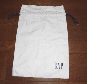 GAP ギャップ 保存袋 保管袋 収納袋 コットン 布袋 巾着 生成り デニム紐 430㎜X285㎜ 未使用品