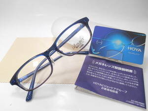 赤字３千円～●ＨＯＹＡブルーライトカットＰＣレンズ付き老眼鏡●鼻パット仕様／お洒落なプラフレーム／ブルー系