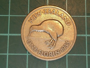 【1円スタート】ニュージーランド　1フローリン銀貨　1933年　ジョージ5世