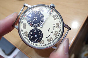 激レア ソ連製 ◆レギュレーター 変わり文字盤 大型ケース 手巻きアンティーク メンズ腕時計