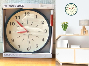 新品☆フェリシモ取扱い☆kikkerland掛時計Britannic Clock　ブリタニックロック可愛いアンティーク時計レトロ電池アナログusaグリーン北欧