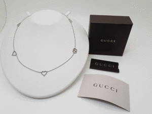 GUCCI グッチ Ag925 ハートモチーフ GGロゴ ボールチェーン シルバー925 正規店購入品　45cm　送料無料！！