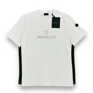 新品 XLサイズ MONCLER リフレクターロゴ サイドメッシュ Tシャツ ホワイト モンクレール