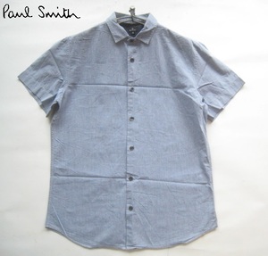 美品!!ポールスミス Paul Smith*ロゴ刻印入りボタン 美シルエット 半袖シャンブレーシャツ S ジョイックスコーポレーション 