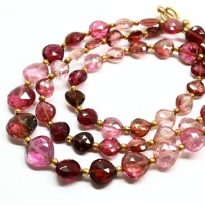 《K18 天然ピンクトルマリンネックレス》A 約12.1g 約43cm tourmaline necklace ジュエリー jewelry EA0/EA2