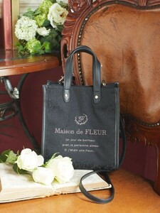 ☆ 新品！メゾンドフルール 2wayジャガードスクエアトートバッグ♪ ブラック色！Maison de FLEUR ショルダーバッグ ミニバッグ ミニトート