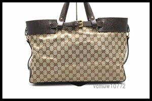 希少美中古■GUCCI GGキャンバス×レザー トートバッグ グッチ■0502ur37817