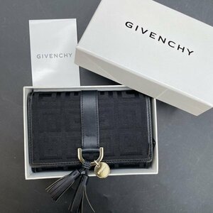 G0412T07 ジバンシー GIVENCHY　ロゴ 二つ折り財布 札入れ カード入れ サイフ ブラック レザー×キャンバス