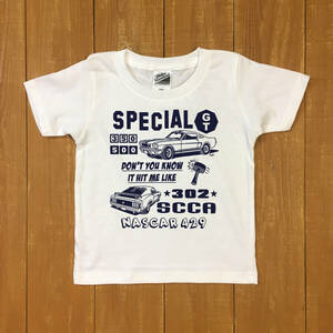 ■GT Tシャツ■ 100サイズ（ホワイトxネイビー）シェルビー SHELBY BOSS FORD MUSTANG マスタング