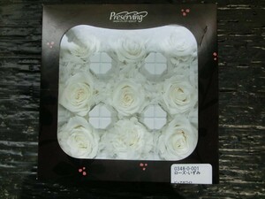 T【R3-60】【60サイズ】▲プリザーブドフラワー/アースマターズ/ローズ・いずみ 9輪 ピュアホワイト/薔薇 バラ/花/※外箱傷み有