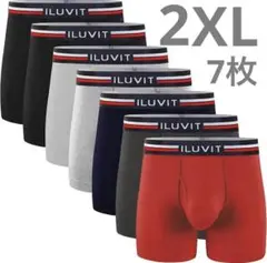 ボクサーパンツ 7枚セット L〜XL パンツ メンズ 下着 前開き 赤黒グレー