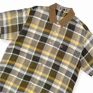 DAKS GOLF ダックスゴルフ レーヨン&リネン チェック柄 半袖シャツ Lサイズ /マルチ/メンズ/紳士