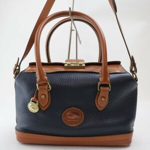 2403-67 ドゥーニー&バーク ハンドバッグ ショルダーバッグ 2WAY DOONEY&BOURKE レザー製 ネイビー×ブラウン