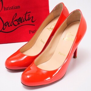 GP8682*イタリア製*クリスチャンルブタン Christian Louboutin*35.5(22.5cm相当)*パテントレザー*エナメル*パンプス*靴*オレンジ系