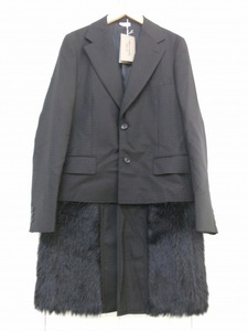 COMME des GARCONS HOMME PLUS コムデギャルソン オム プリュス フェイクファードッキングロングジャケット ブラック S PL-J029 AD2023