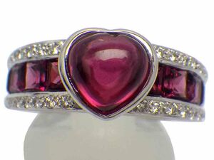 トルマリン ダイヤモンドリング 750(WG)ダイヤモンドリング 11.2g 17号　Jewelry Tourmaline3.23ct Dia0.23ct Ring