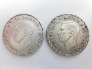 オーストラリア フローリン 銀貨 2枚 ジョージ6世 1940年 1951年 シルバーコイン 硬貨