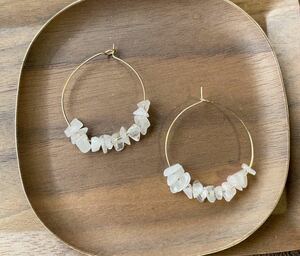 -SUI8- No.17 ローズクォーツのフープピアス　14kgf Rose Quartz hoop earrings 14kgf