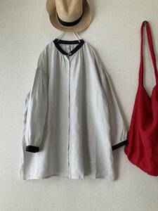 fog linen work フォグリネンワーク　リネンバンドカラーロングシャツ