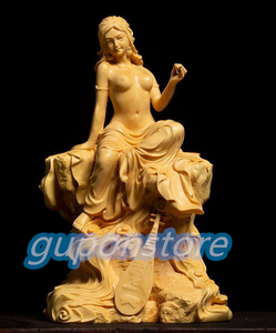 【極上の木彫】美女 弁財天 木彫 黄楊木 東洋彫刻 置物 美術品 工芸品