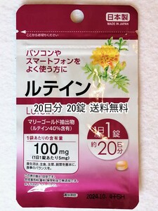 お試しに 目を良く使う方に ルテイン×1袋20日分20錠(20粒)日本製無添加サプリメント(サプリ)健康食品 DHCえんきんではありません 防水梱包