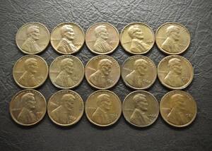 美品 1セントコイン リンカーン　記念堂 15枚セット 送料無料です。　（15386） USA 貨幣 硬貨 ペニー アメリカ