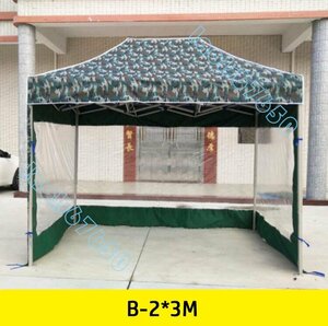太い足 屋外 迷彩テント 折りたたみ格納式 キャノピー パーキング傘 祭り イベントテント タープテント B-2*3M