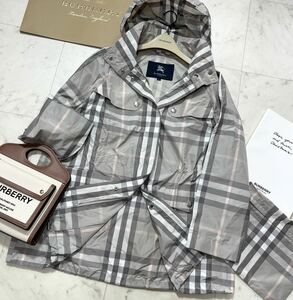 大きいサイズ 美品 バーバリー BURBERRY バーバリーロンドン マウンテンコート モッズコート フード付き 収納袋 旅行 行楽 46 15号