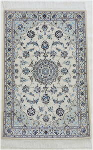 ペルシャ絨毯 カーペット ウール＆コットン 手織り高級 ペルシャ絨毯の本場 イラン ナイン産 玄関マットサイズ 122cm×80cm 本物保証