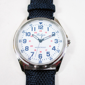 送料無料 シチズン ファルコン 腕時計 日本製ムーブメント ナイロン/革ベルト ネイビー/白 QB38-314 メンズ 紳士