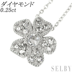 K18WG ローズカット ダイヤモンド ペンダントネックレス 0.25ct フラワー SELBY