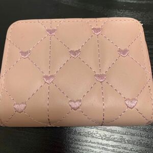 ハート　刺繍　ステッチ　クッション　カード　ケース　財布　ピンク