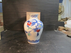 和泉 色絵有田焼柿木紋花瓶 花器 置物 陶器 木箱