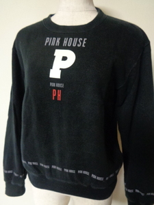 PINK HOUSE ピンクハウス スウェット トレーナー クルーネック コットン M レディース トップス 黒 日本製