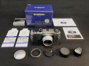 防湿庫保管品　フォクトレンダー　ベッサL25ミリセット Voigtlander BESSA-L シルバー + SNAPSHOT-SKOPAR 25mm f/4 取説/UVフィルター付