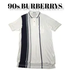 90s BURBERRYS 鹿の子 ポロシャツ 古着 バーバリーズ ストライプ
