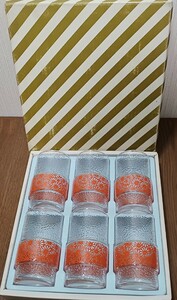 昭和レトロ HOYA クリスタル グラス ガラス コップ 6点 箱入り セット