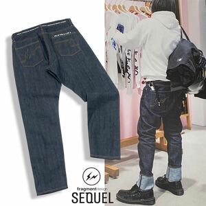 新品 未使用品 国内正規品 FRAGMENT×SEQUEL フラグメント×シークエル 藤原ヒロシ インディゴ デニム パンツ ジーンズ ロゴ L メンズ