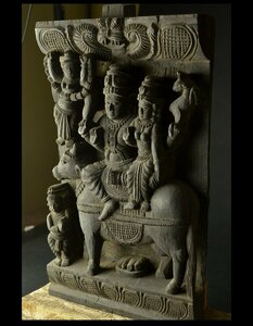 【YB】A　古代インド アユタヤ・木彫仏像 ★仏教美術古玩骨董351A