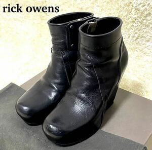 ★rick owens リックオウエンス ショートブーツ ウエッジソール 黒 ブラック 23cm★