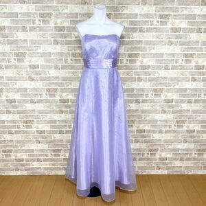 1円 ドレス AIMER エメ ロングドレス 13号大きめサイズ 紫ラメ光沢 舞台衣装 カラードレス イベント　中古４９１７