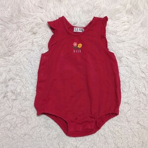 【送料無料】ELLE　エル　ロンパース　ダルマオール　80cm　刺繍ロゴ　赤　ベビー　子供服