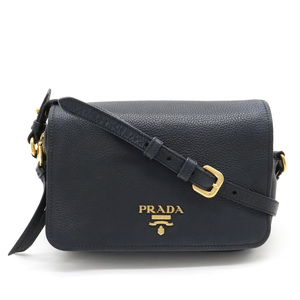 PRADA プラダ VITELLO PHENIX ショルダーバッグ 斜め掛け レザー NERO 黒 ブラック ゴールド金具