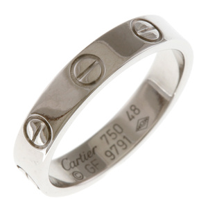 カルティエ CARTIER ミニラブ リング 指輪 8号 18金 K18ホワイトゴールド レディース 中古 美品